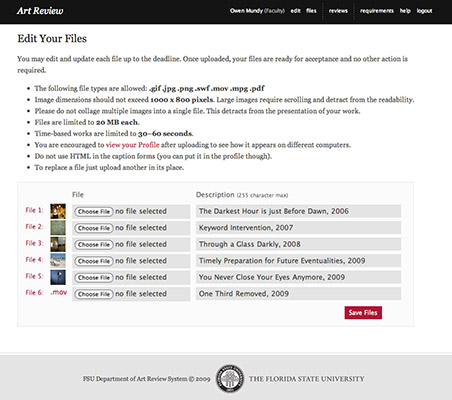 Florida State Art Review website and student application grading system thumbnail-5