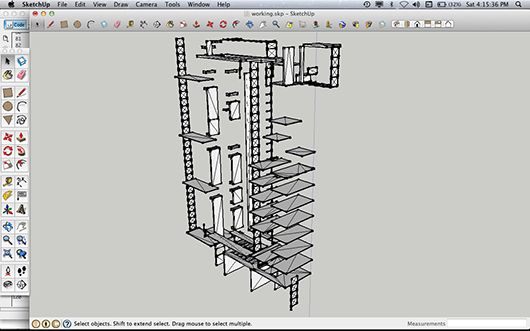 3D fragment from Weimer Hall in Sketchup, 2012